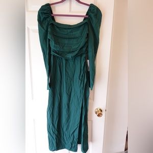 NWT Charles Henry Green Dress with smocked back S
